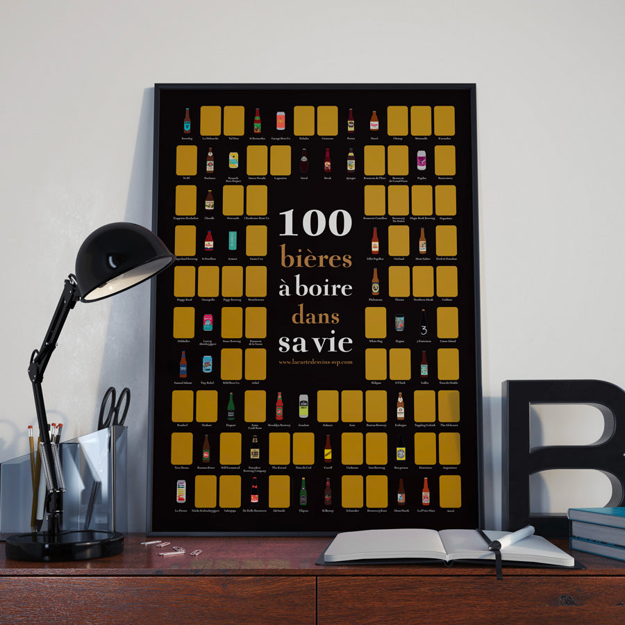 100 bières à boire dans sa vie (Poster à gratter) – La Carte des