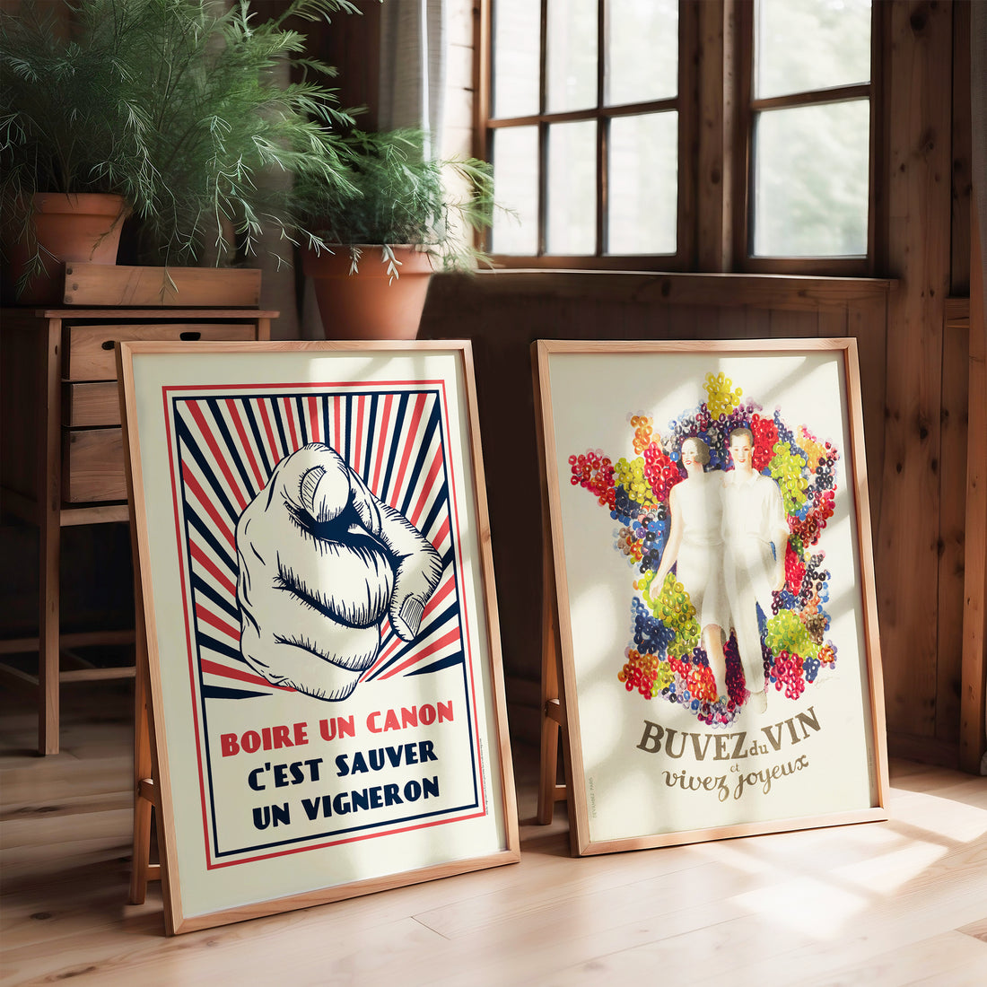 Duo Boire un canon + Buvez du vin