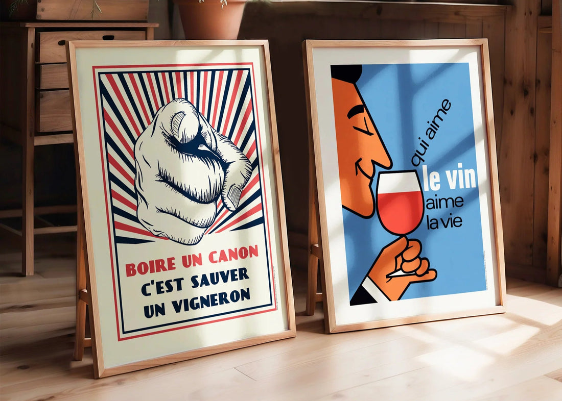 Duo Boire un Canon + Qui Aime le Vin - 2 affiches 50x70cm