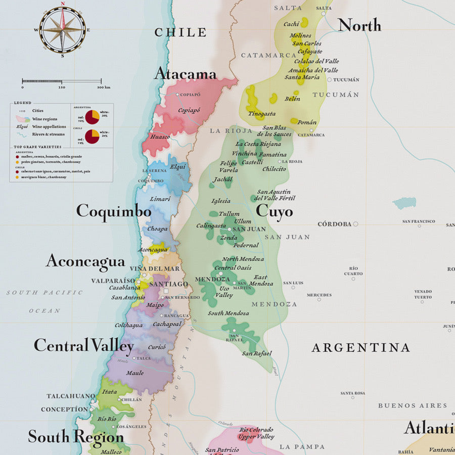 Wine Map of Argentina & Chile