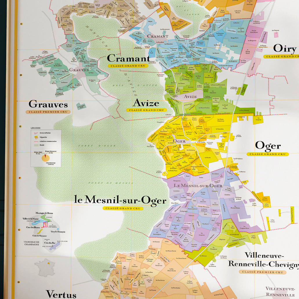 Carte des Crus de Champagne (La Côte des Blancs)