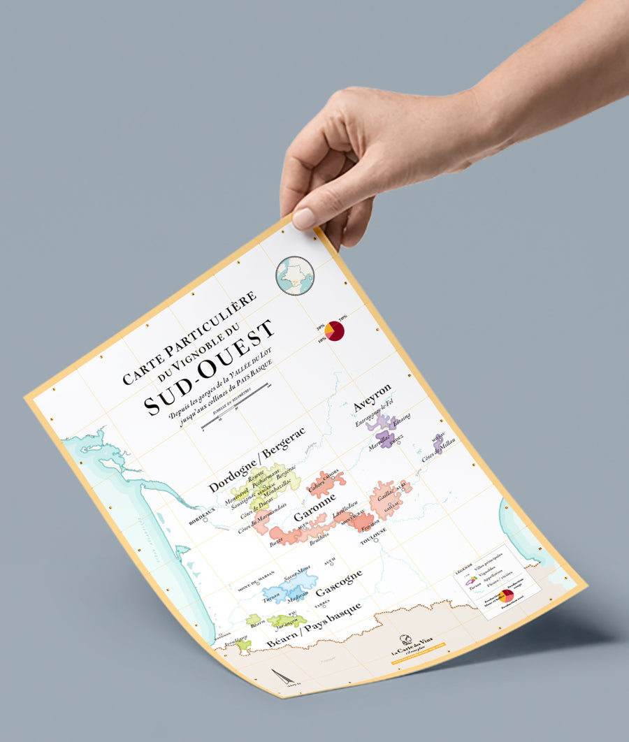 Carte des vins sud ouest AOC A4