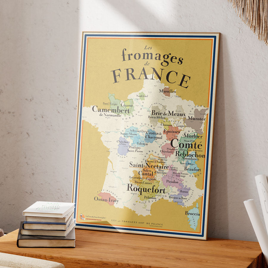 Poster Décoratif Vintage 40x30 Cm - Publicité Ancienne Fromages Et Vins De France - Impression Papier Couché - Sans Cadre - 8
