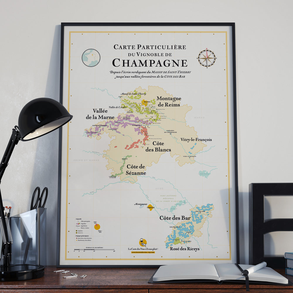 Champagne Wine Map - Poster 50 x 70 cm – La Carte des Vins s'il vous plaît