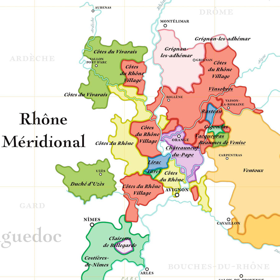 carte vins rhone vallée aoc